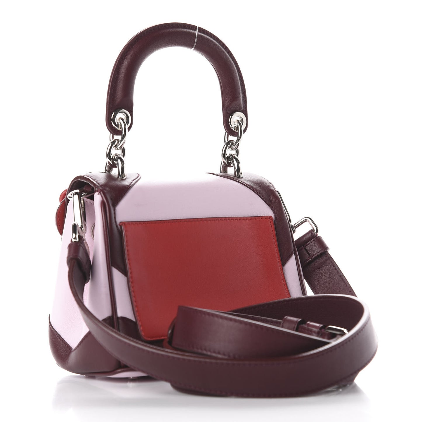 Calfskin Tri-Color Micro Be Dior Flap Pink Burgundy Red