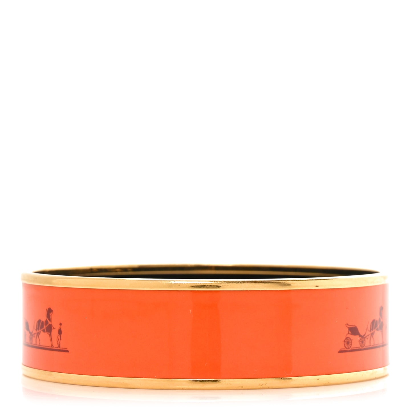 Enamel Printed Caleche Wide Bracelet Orange