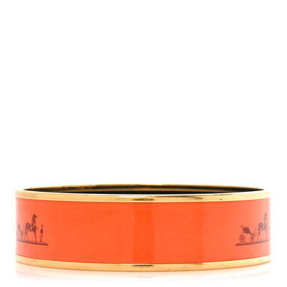 Hermes Enamel Printed Caleche Wide Bracelet Orange 3 of 5