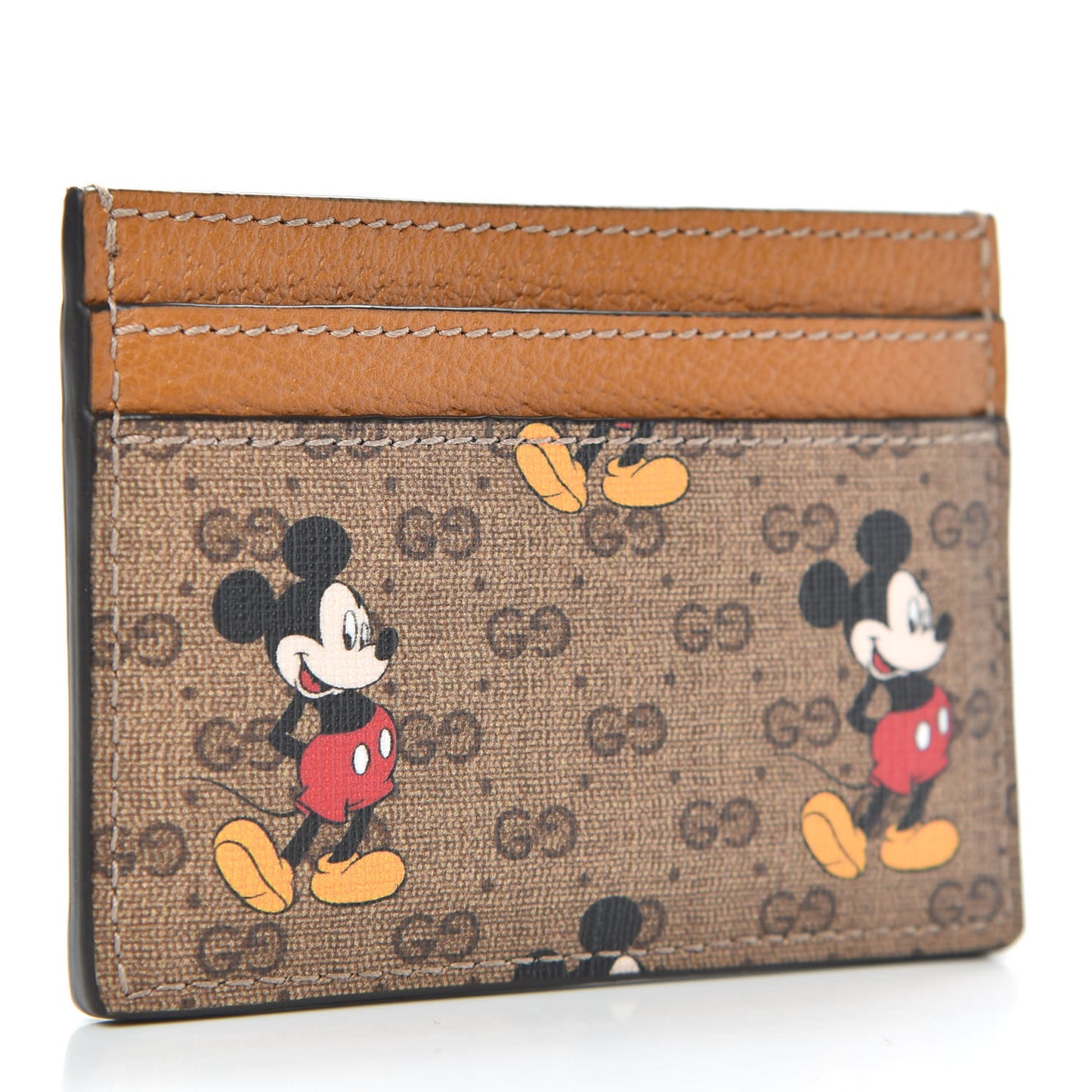 X DISNEY Mini Vintage GG Supreme Monogram Mickey Mouse Card Holder Beige Vintage Sun Oil