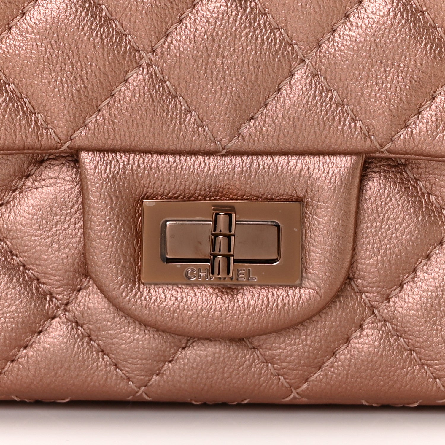 Chanel Metallic Grained Calfskin Quilted 2.55 Reissue Mini Flap Copper Pink 8 of 11