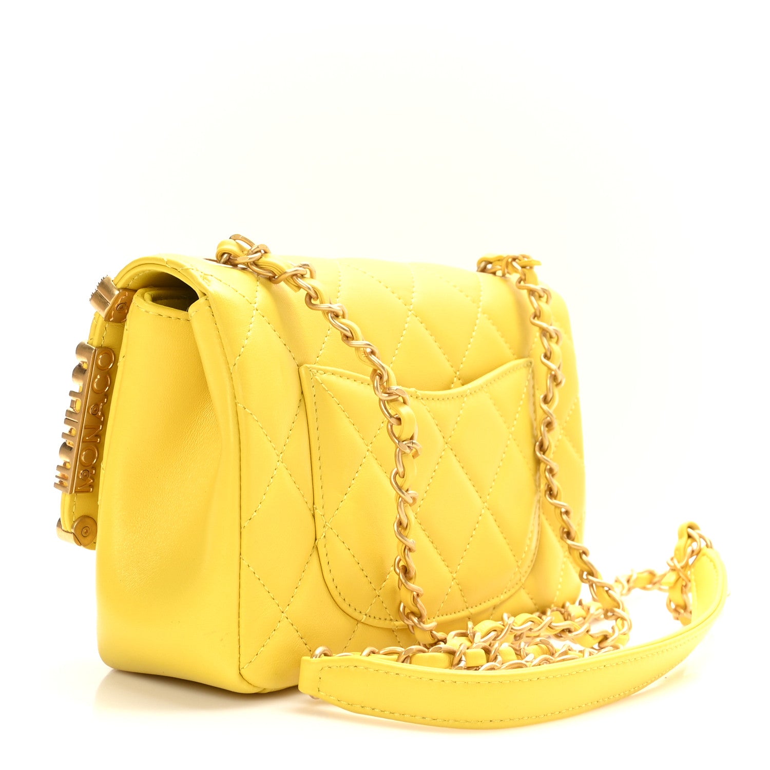 Chanel Lambskin Enamel Strass Quilted Mini Paris Monaco Flap Yellow 3 of 9