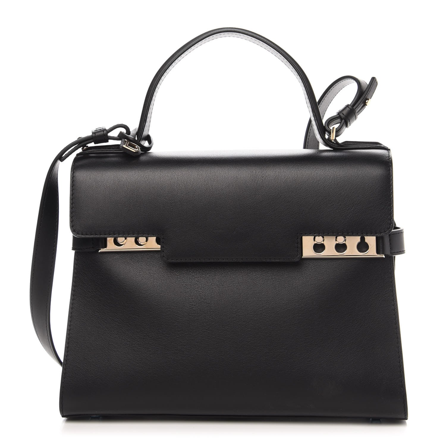 Delvaux Calfskin MM Tempete Satchel Black 1 of 13