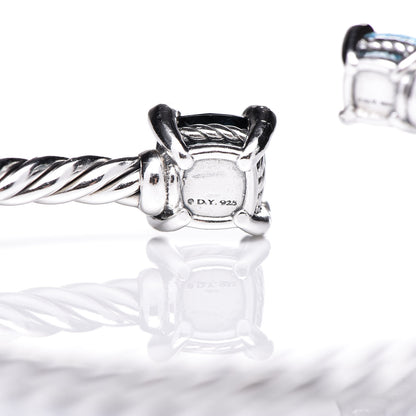David Yurman Sterling Silver Blue Topaz Hampton Blue Topaz Diamond 4mm Chatelaine Bypass Bracelet 4 of 5