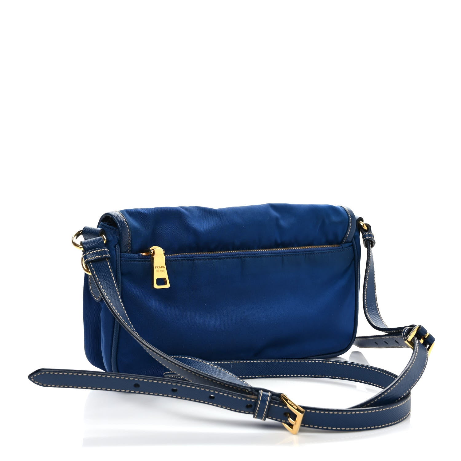 Prada Tessuto Nylon Saffiano Small Messenger Bag Blue 3 of 12