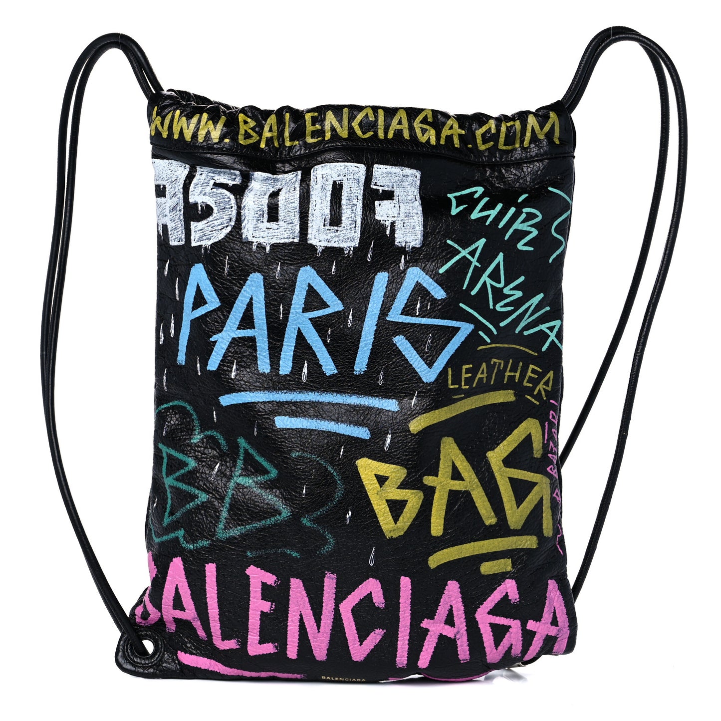 Agneau Arena Graffiti Drawstring Backpack Black Multicolor