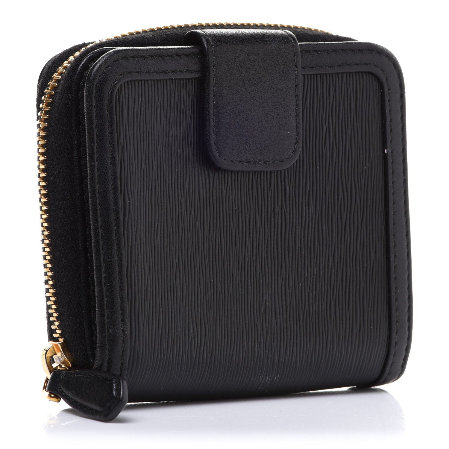 Prada Saffiano Compact Bow Zip Around Wallet Black 3 of 15