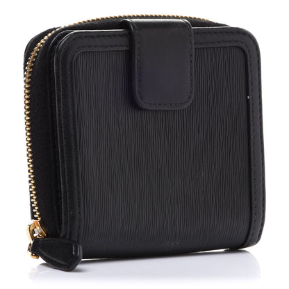 Prada Saffiano Compact Bow Zip Around Wallet Black 3 of 15