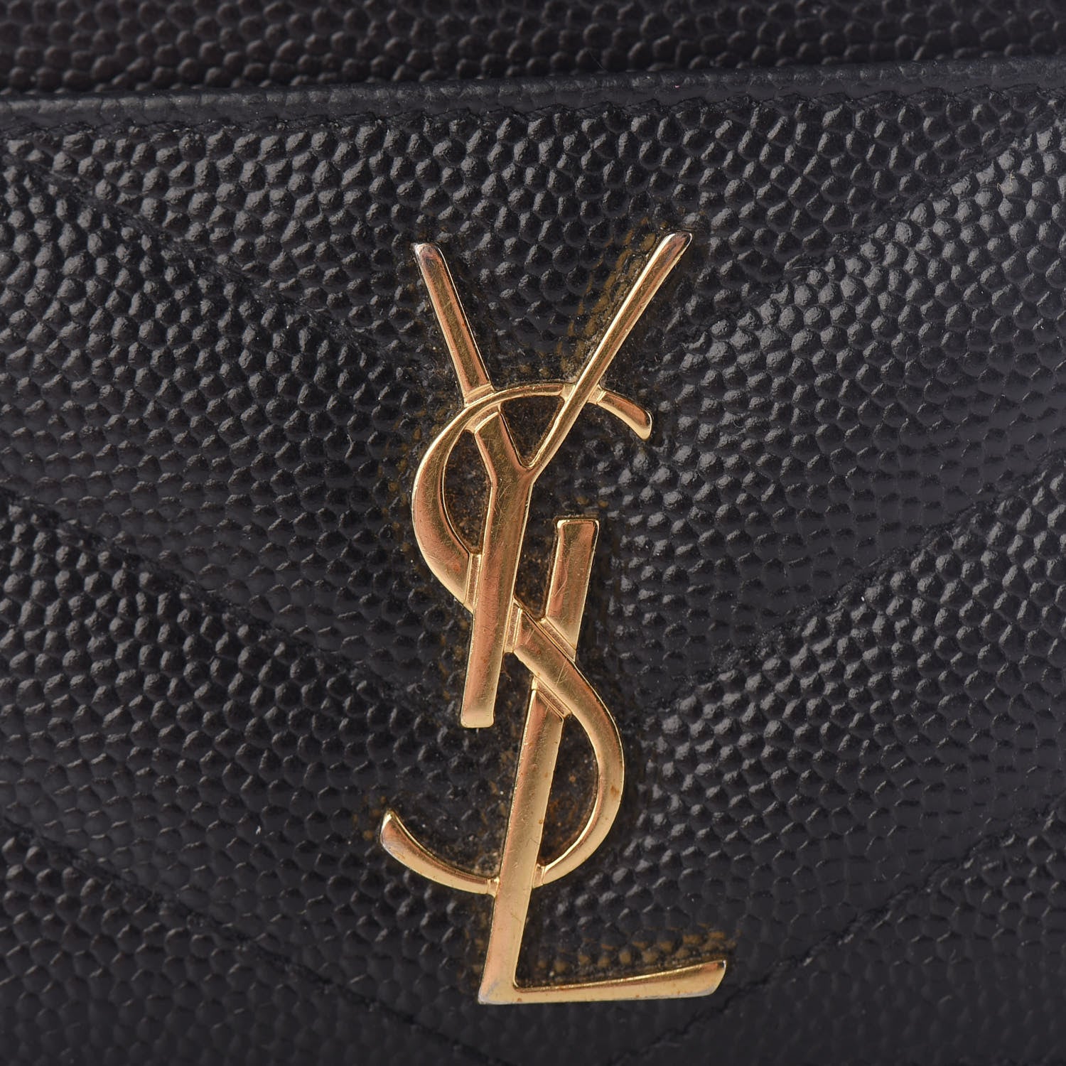 Saint Laurent Grain De Poudre Matelasse Chevron Monogram Credit Card Case Black 6 of 7