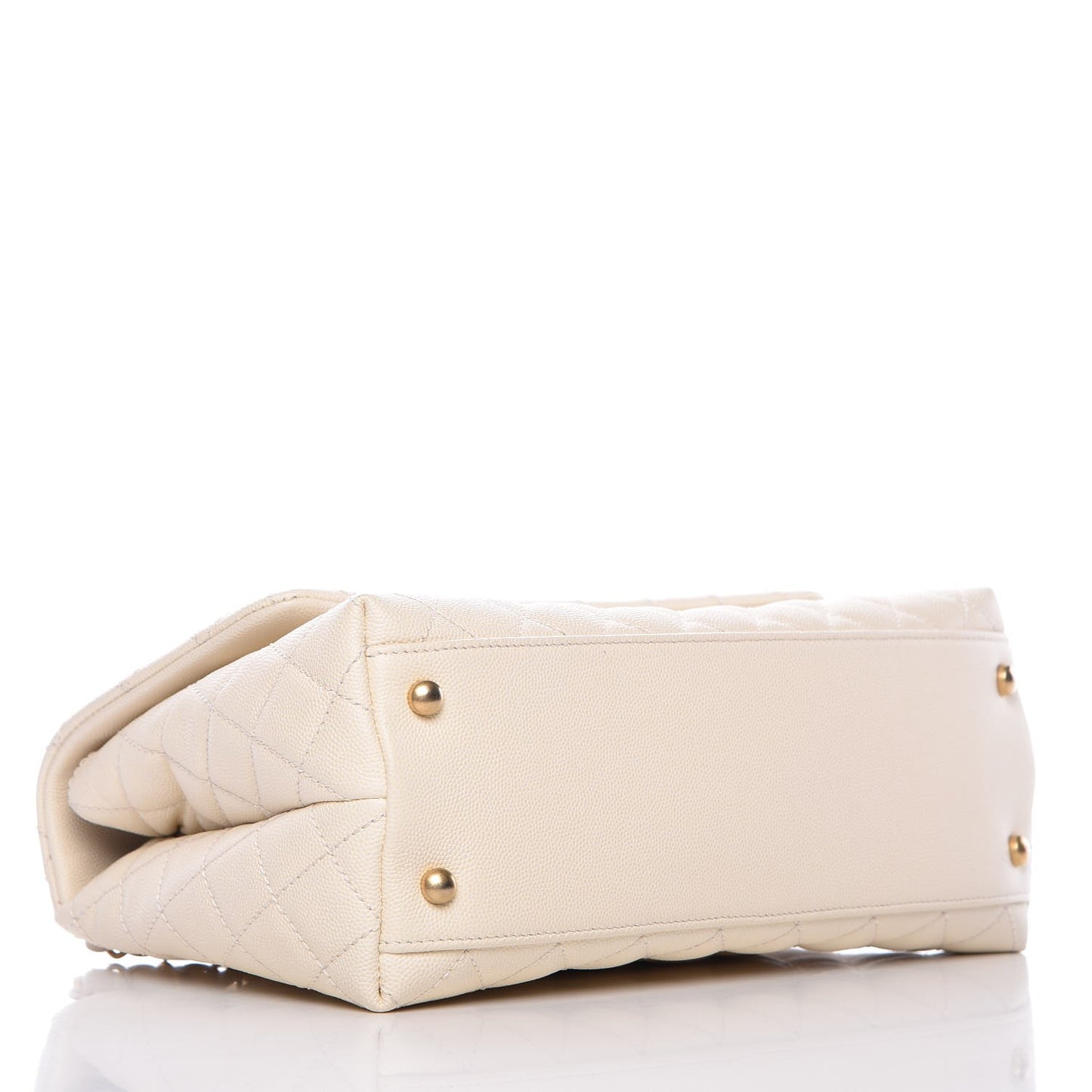 Caviar Lizard Quilted Small Coco Handle Flap Ivory