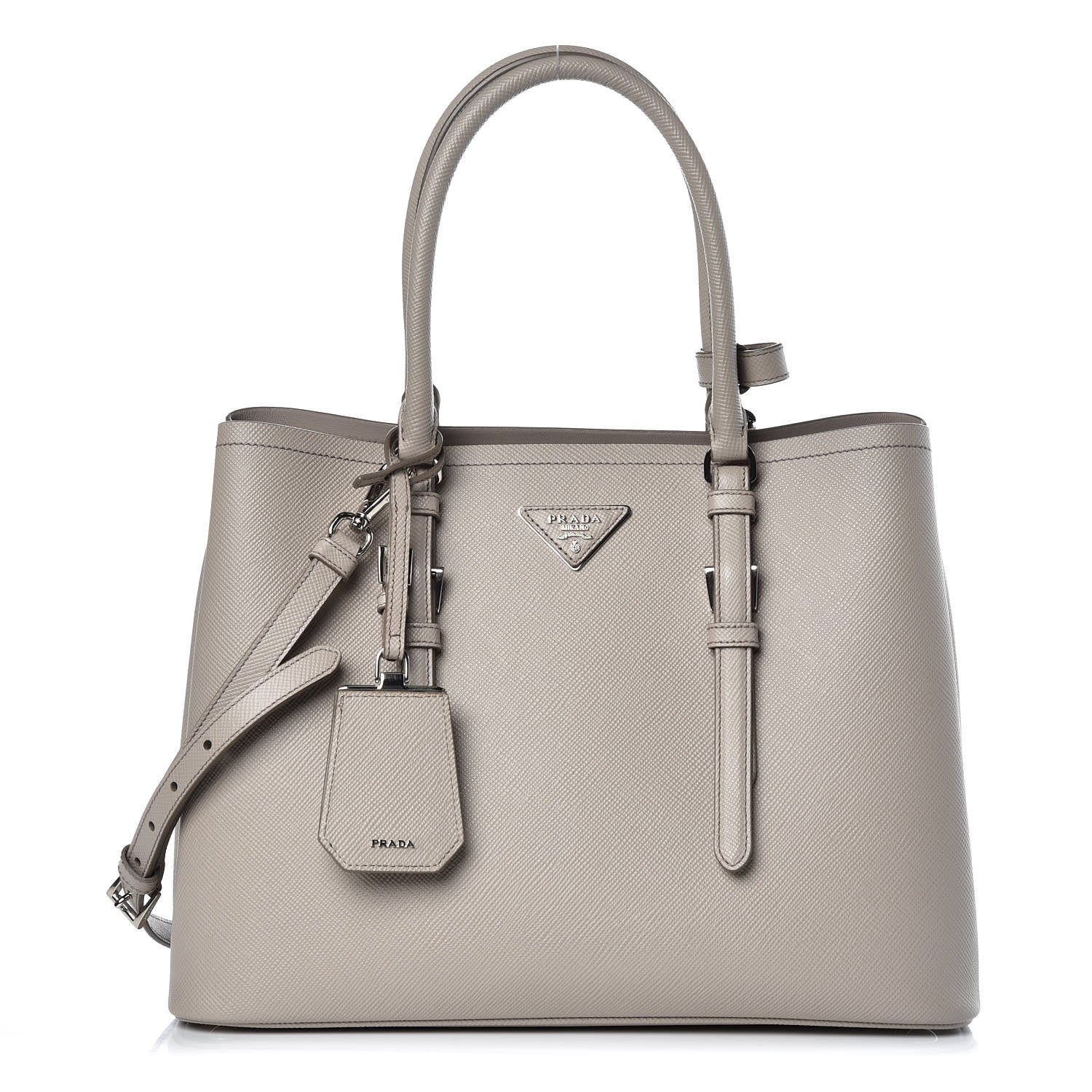 Prada Saffiano Cuir Small Double Handle Tote Pomice 1 of 8