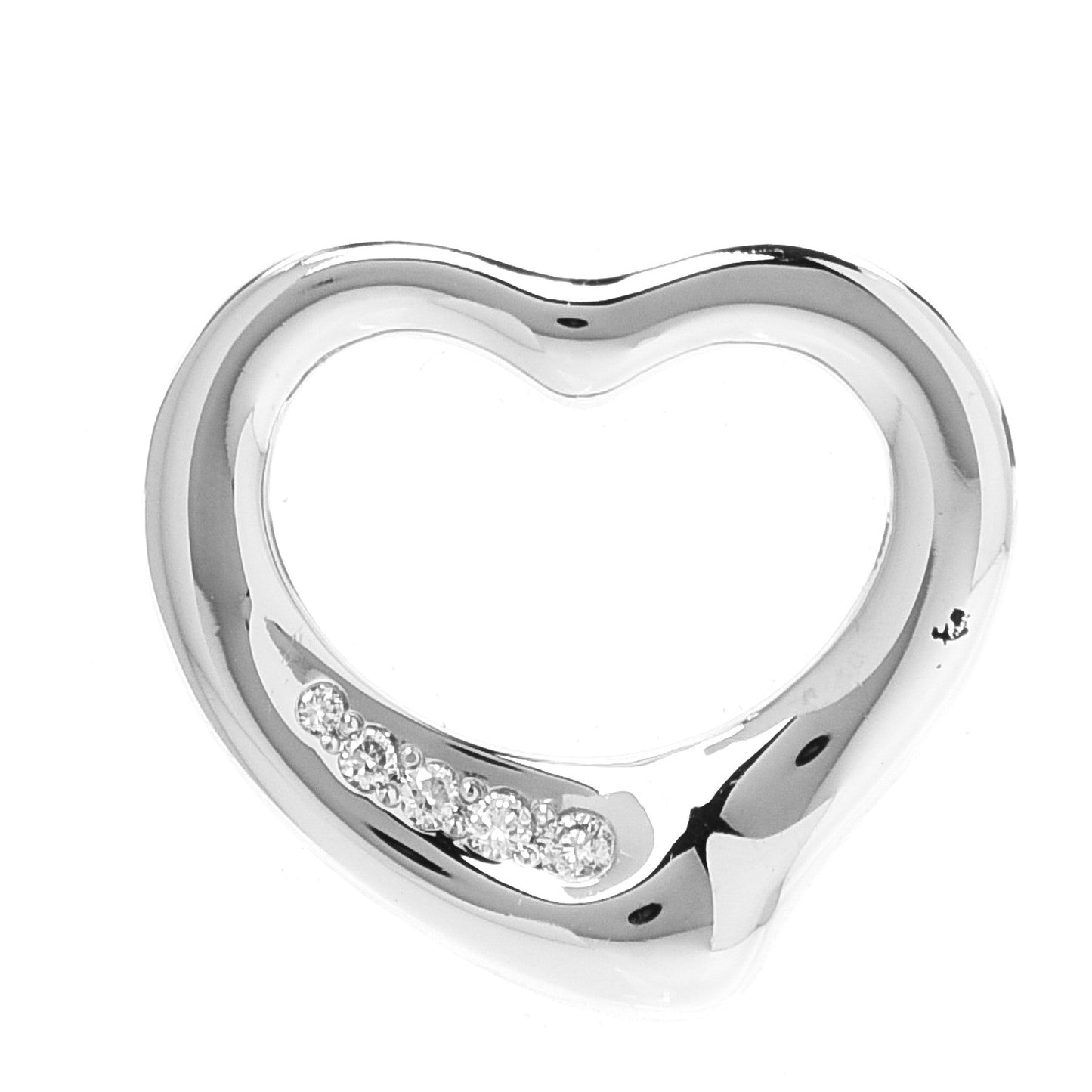 Platinum Diamond 16mm Elsa Peretti Open Heart Pendant