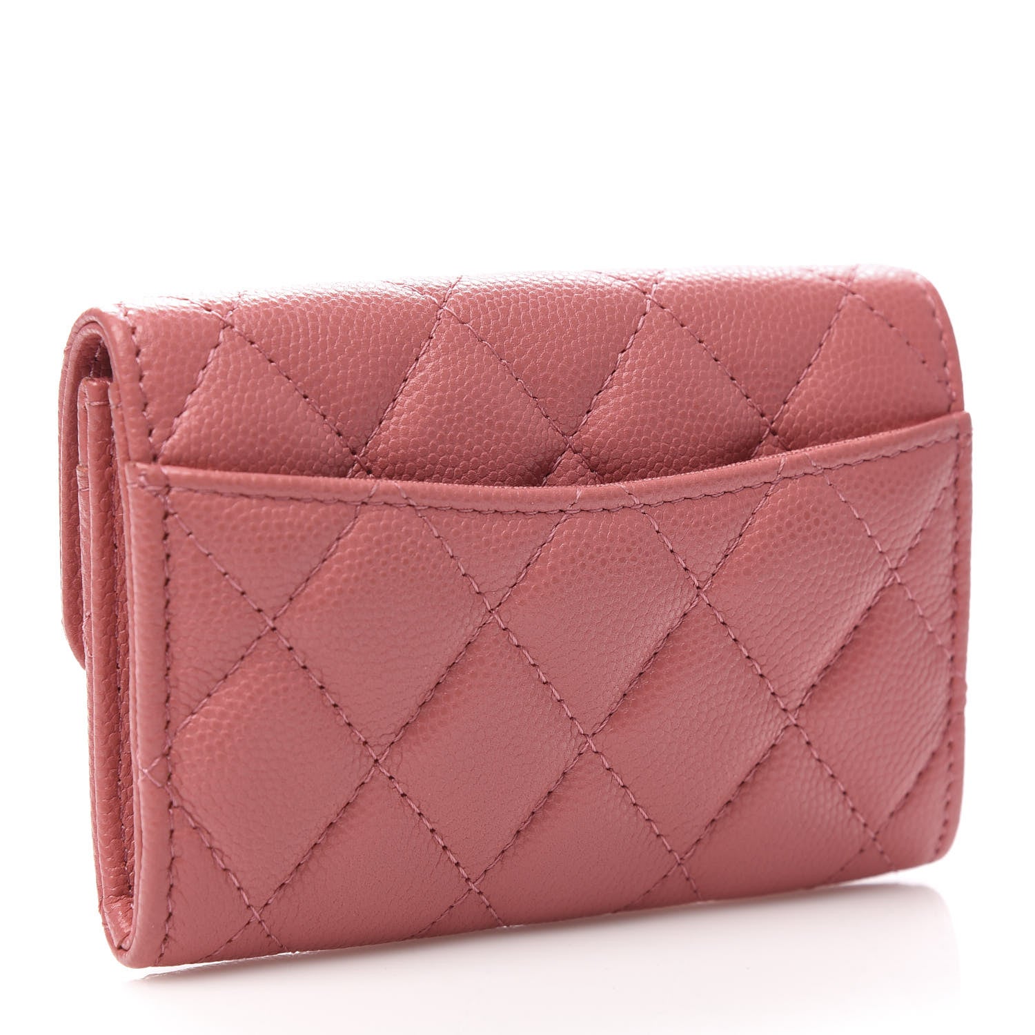 Chanel Caviar Quilted Flap Card Holder Pink 3 of 9