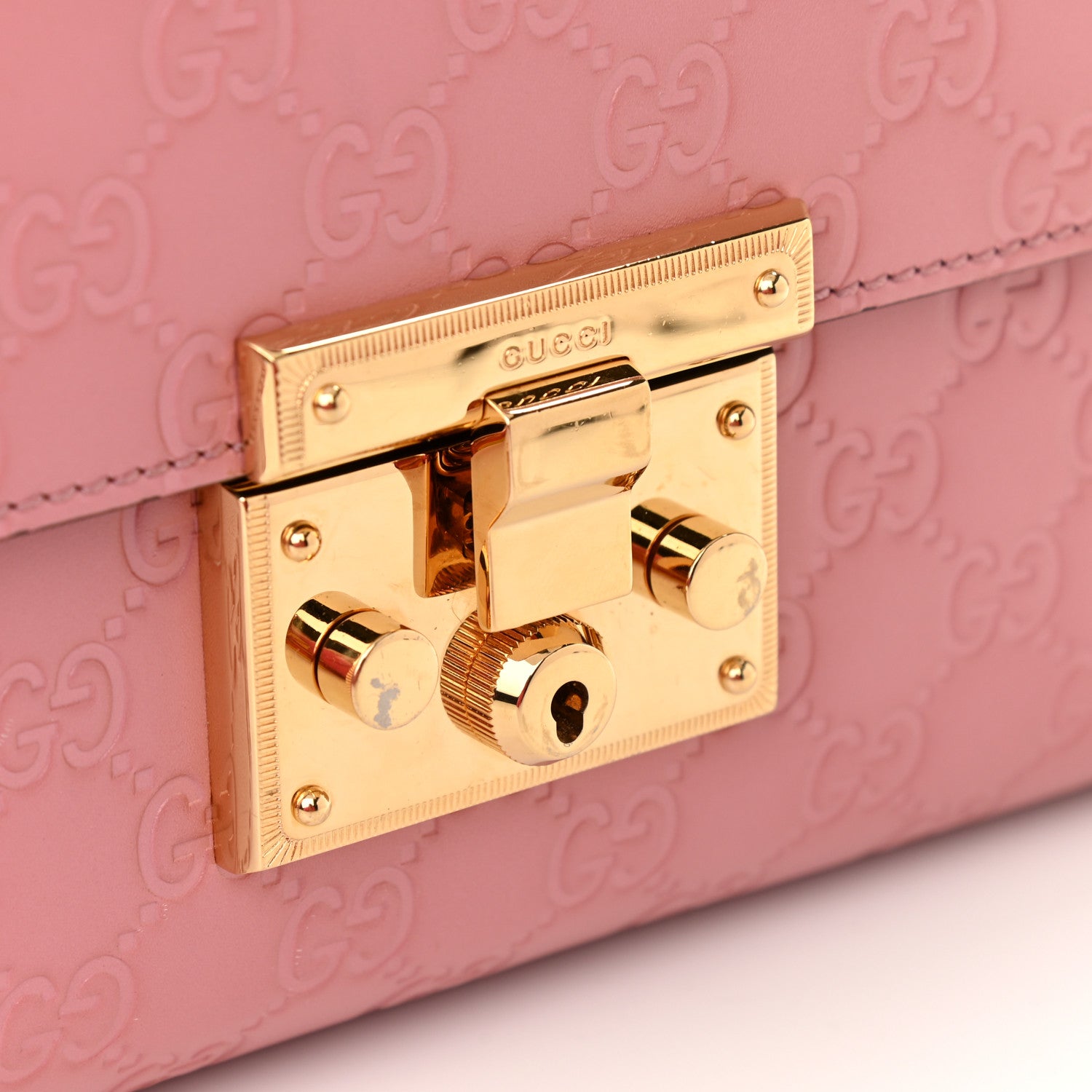 Gucci Guccissima Signature Medium Padlock Shoulder Bag Rose Baby Candy 8 of 11