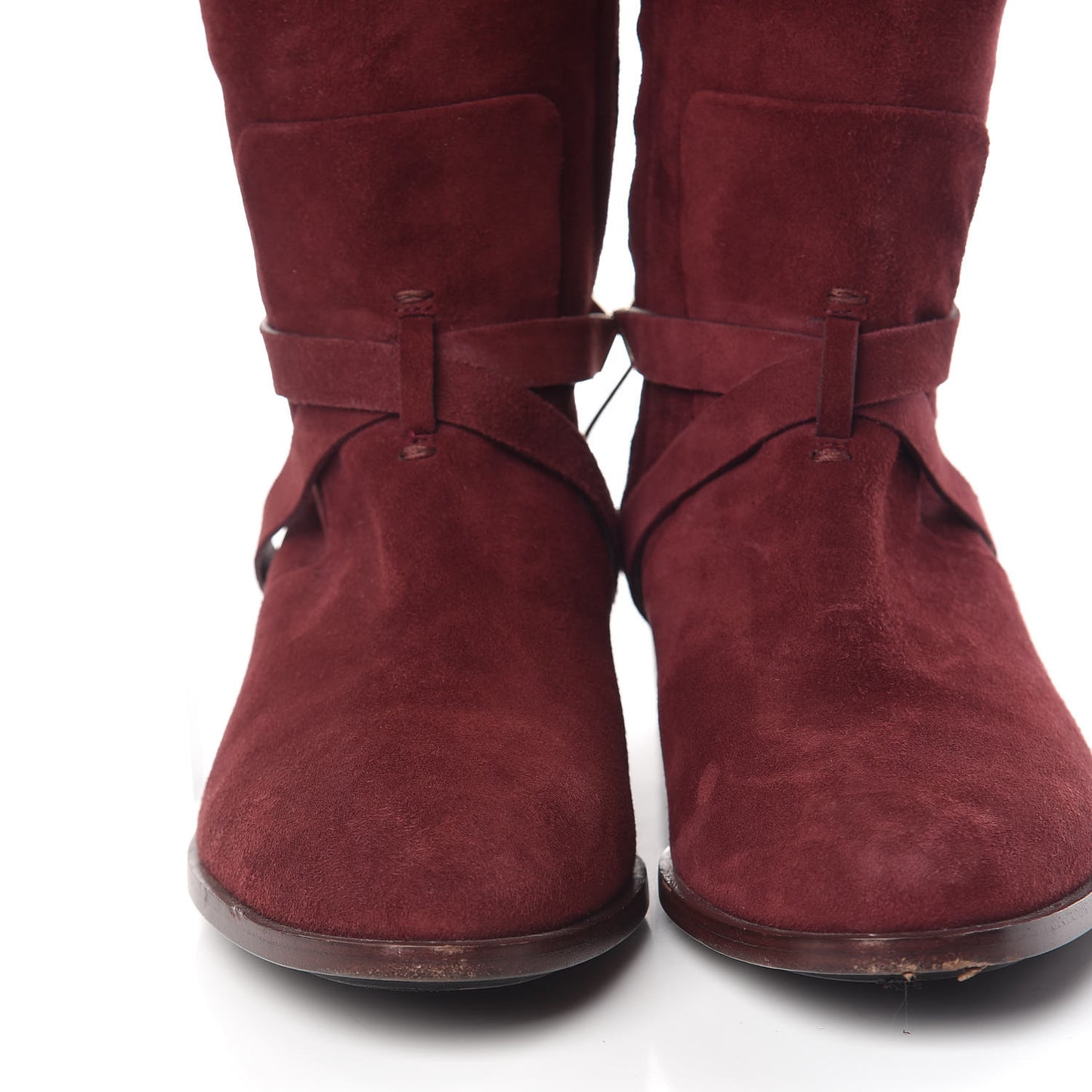 Suede Knee High Boots 36.5 Burgundy