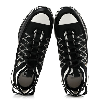Chanel Mixed Fibers Suede Calfskin CC Sneakers 41.5 White Black 2 of 11