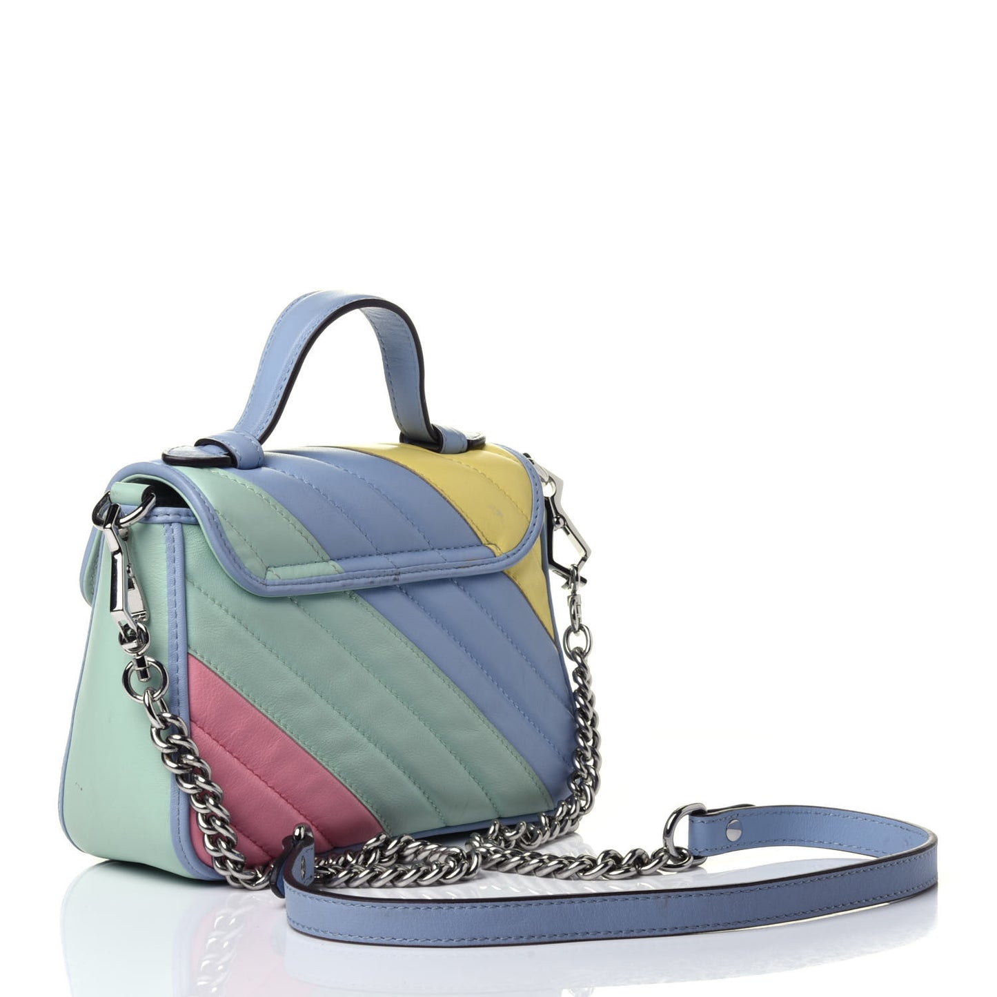 Calfskin Matelasse Diagonal Mini GG Marmont Top Handle Shoulder Bag Multicolor Pastel