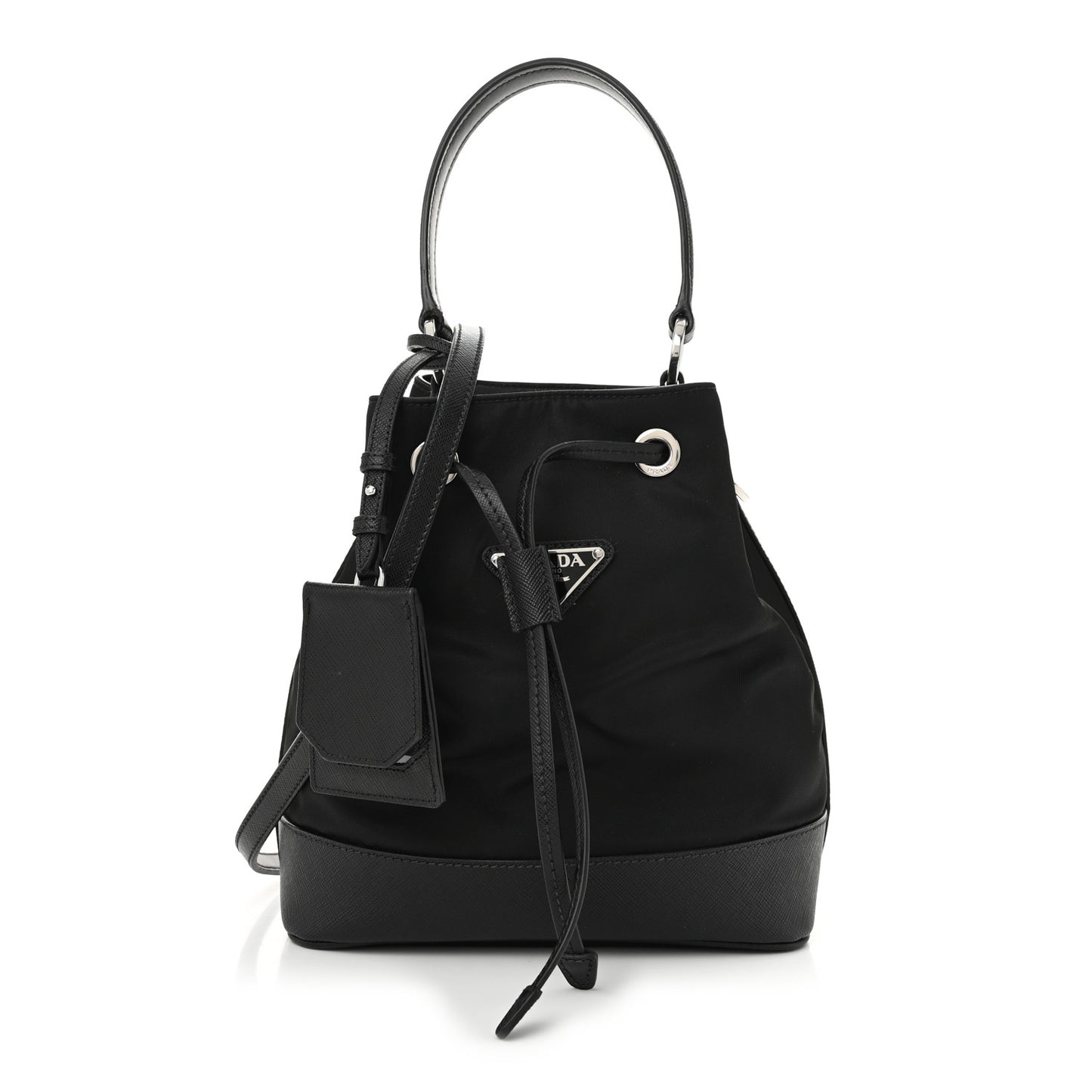 Tessuto Nylon Saffiano Secchiello Bucket Bag Black