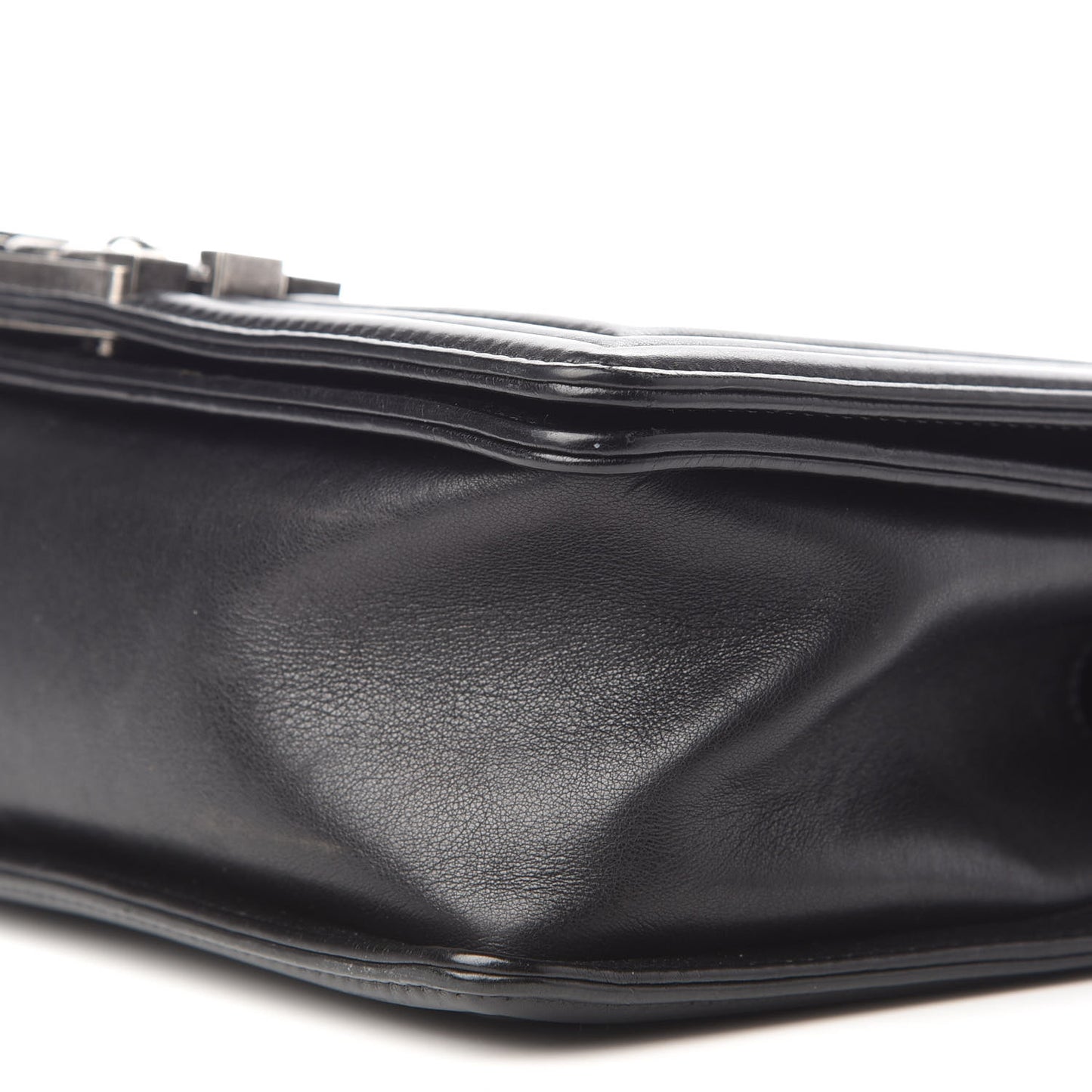 Calfskin Double Stitch Medium Boy Flap Black