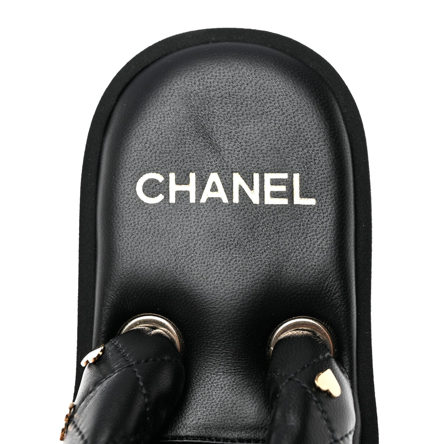 Lambskin Quilted Padded Charms Thong Sandals 39.5 Black