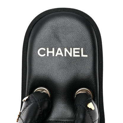 Chanel Lambskin Quilted Padded Charms Thong Sandals 39.5 Black 7 of 8