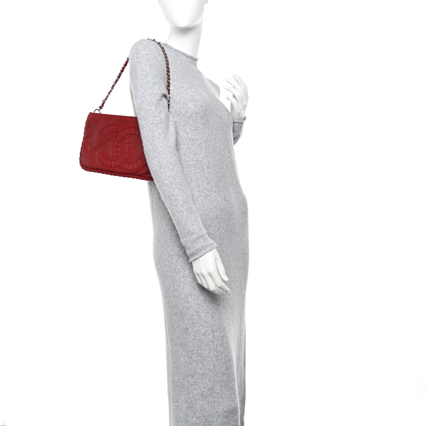 Calfskin On the Bund Pochette Dark Red