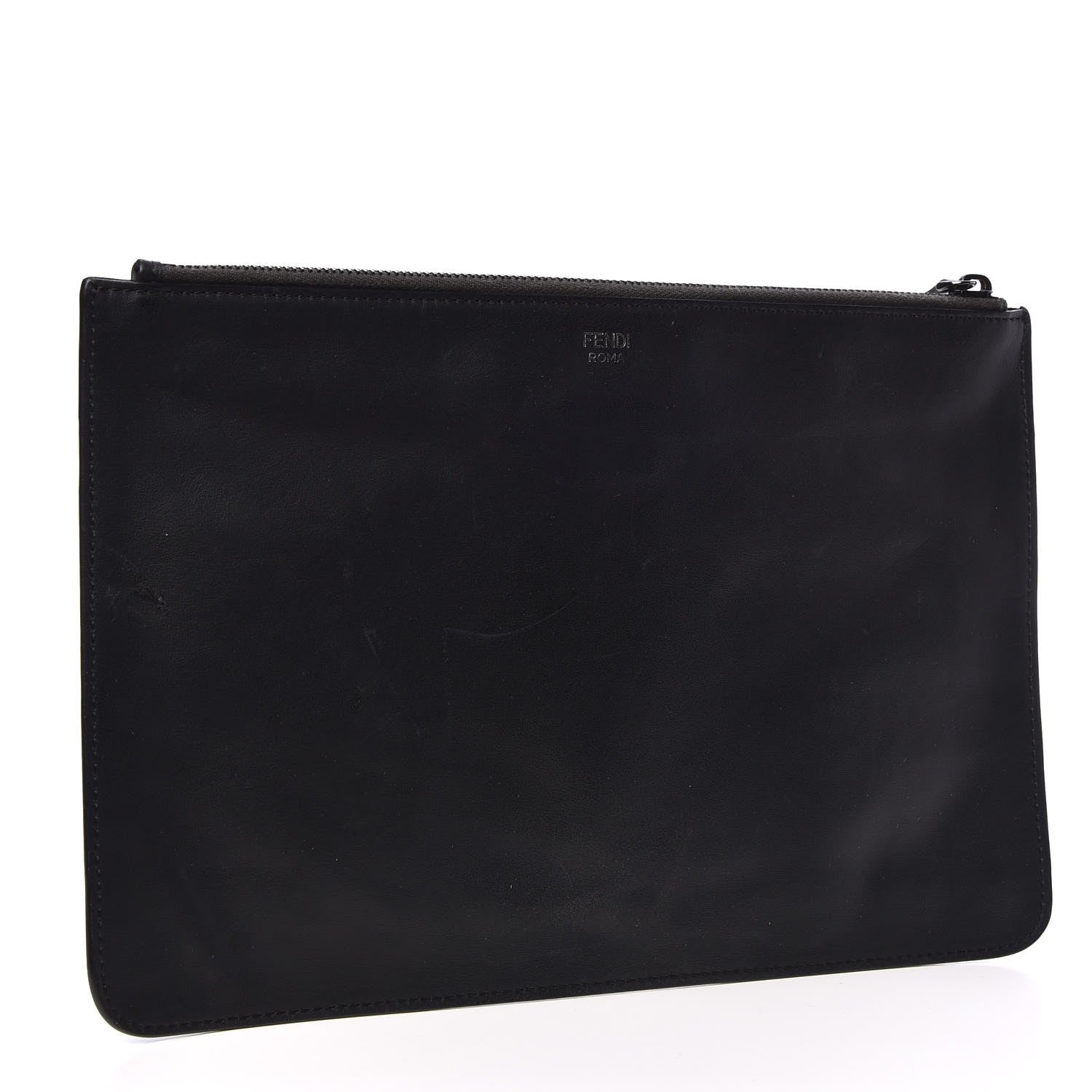 Fendi Vitello Century Elite Monster Eyes Pouch Black Graphite 3 of 10