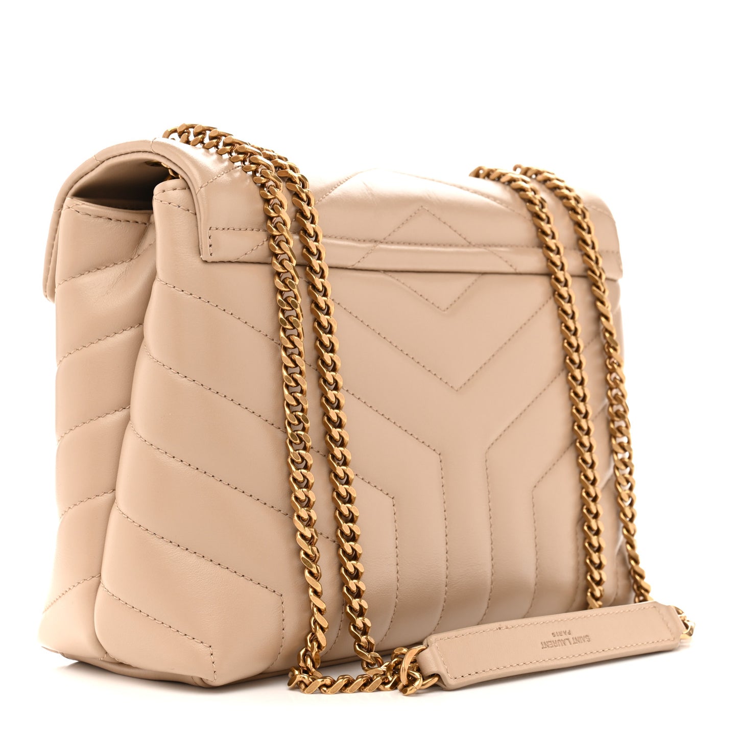 Calfskin Y Quilted Monogram Small Loulou Chain Satchel Dark Beige