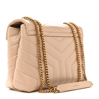 Saint Laurent Calfskin Y Quilted Monogram Small Loulou Chain Satchel Dark Beige 3 of 13