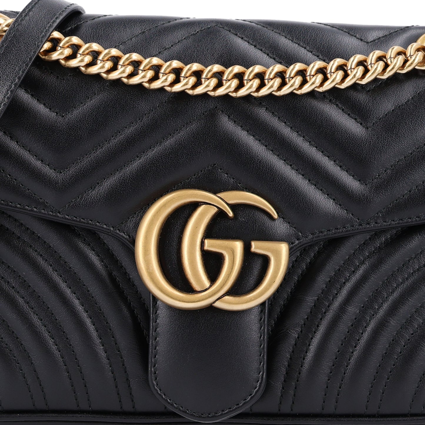 Calfskin Matelasse Small GG Marmont Shoulder Bag Black
