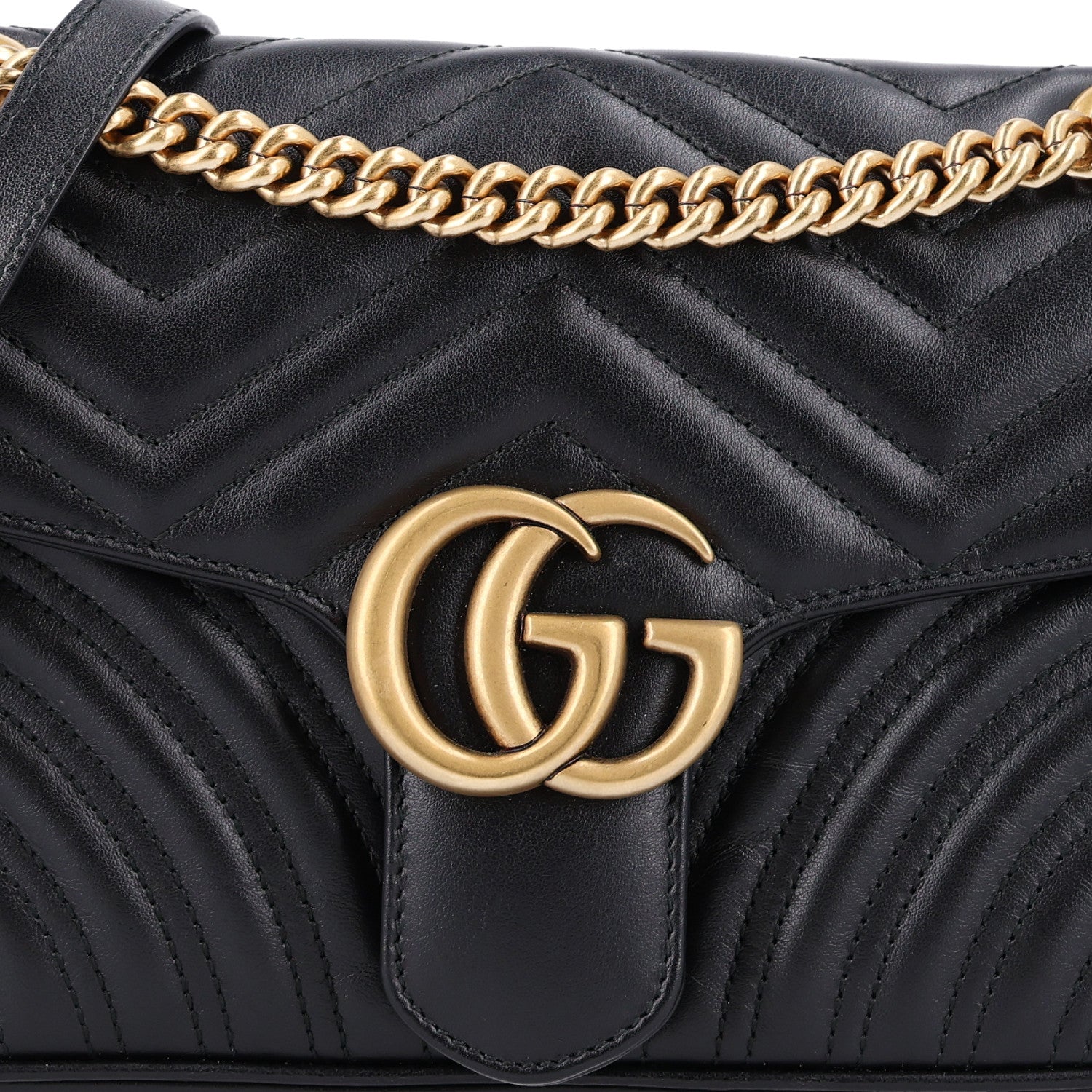 Gucci Calfskin Matelasse Small GG Marmont Shoulder Bag Black 8 of 10