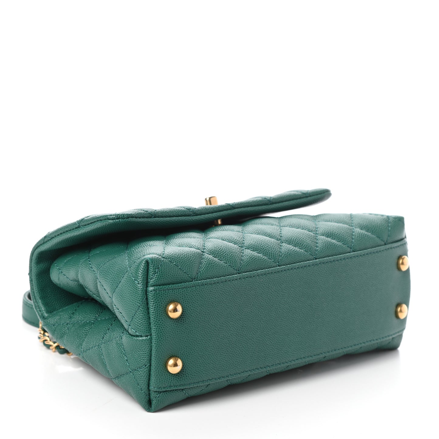 Caviar Quilted Mini Coco Handle Flap Green