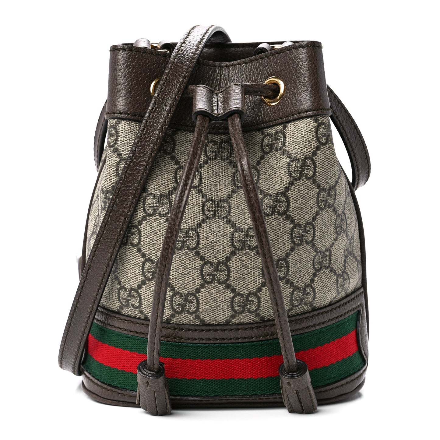 GG Supreme Monogram Web Mini Ophidia Bucket Bag Brown