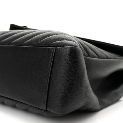 Saint Laurent Sheepskin Matelasse Chevron Monogram Monochrome Large College Satchel Black 10 of 11