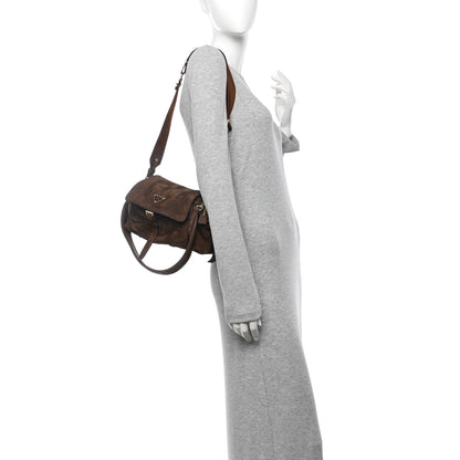 Prada Suede Medium Explore Shoulder Bag Cacao 2 of 12