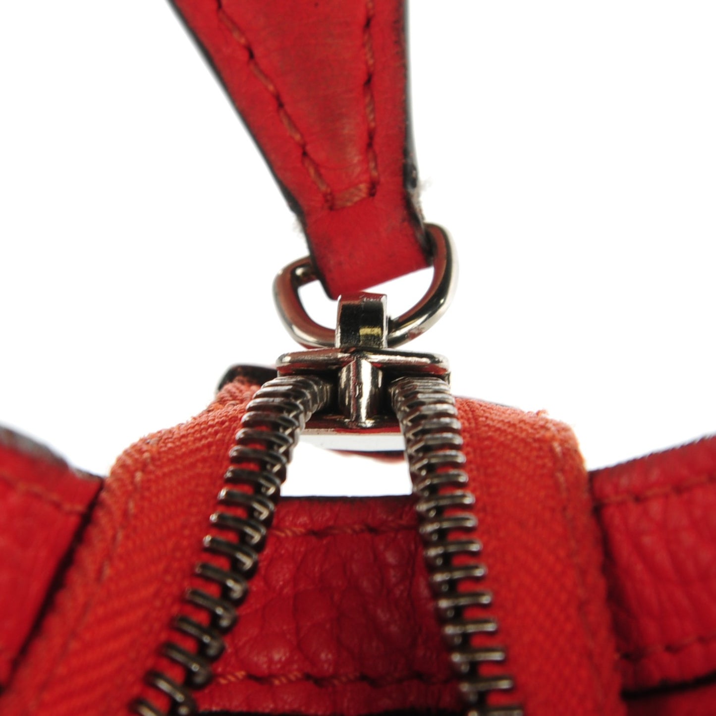 Drummed Calfskin Nano Luggage Vermillion