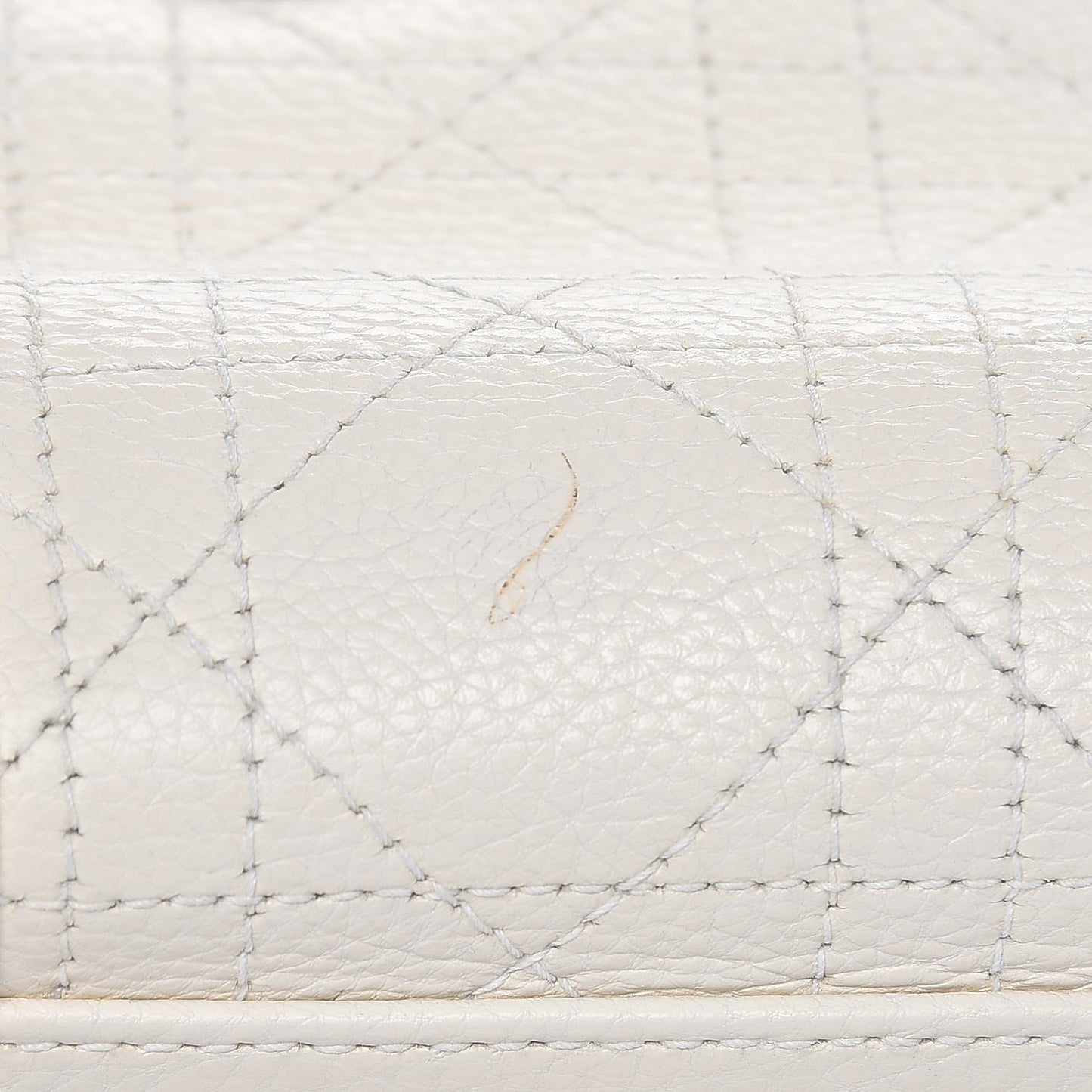 Calfskin Cannage Stitched Small Lady East West Lady Dior White
