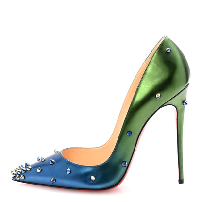 Christian Louboutin Patent Scarabe Degraspike 120 Pumps 40 Blue Green 1 of 8