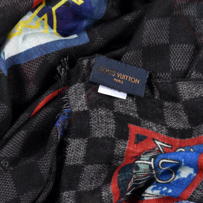 Louis Vuitton Cashmere Silk Damier Graphite Alps Shawl 4 of 4