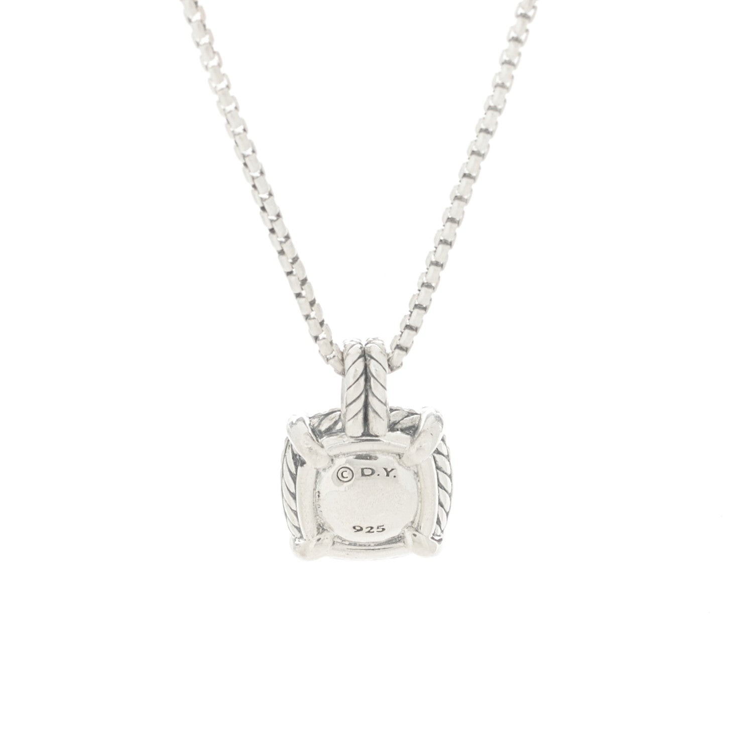 David Yurman Sterling Silver Diamond Black Orchid 9mm Chatelaine Pave Bezel Pendant Necklace 6 of 6