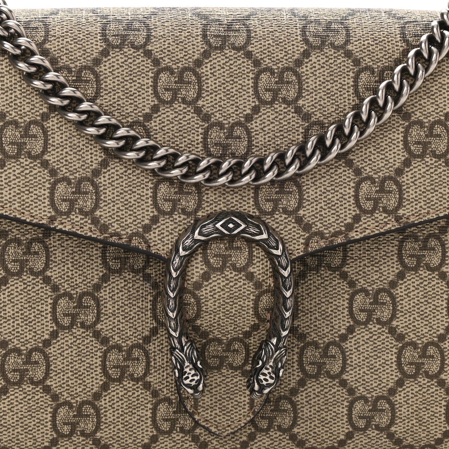 GG Supreme Monogram Mini Dionysus Chain Wallet Beige Taupe