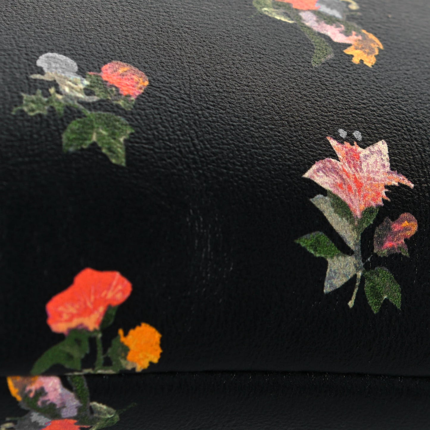 Calfskin Flower Printed Small Monogram Crossbody Bag Black Multicolor