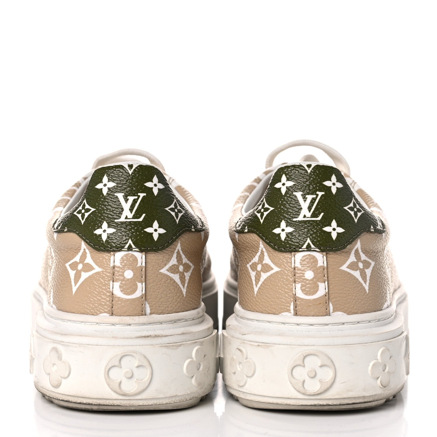 Louis Vuitton Monogram Giant Time Out Sneakers 36 Kaki White Beige 5 of 19