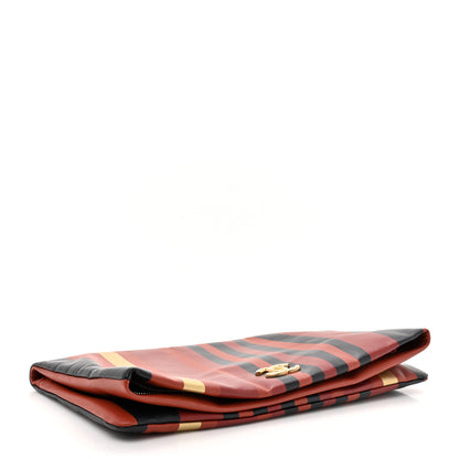 Chanel Lambskin Paris-Greece Striped Foldover Clutch Navy and Red 4 of 7