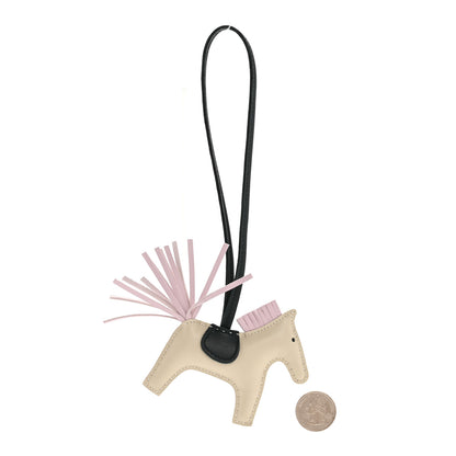 Hermes Milo Lambskin Grigri Rodeo Horse Bag Charm PM Craie Mauve Pale Vert Cypress 2 of 3