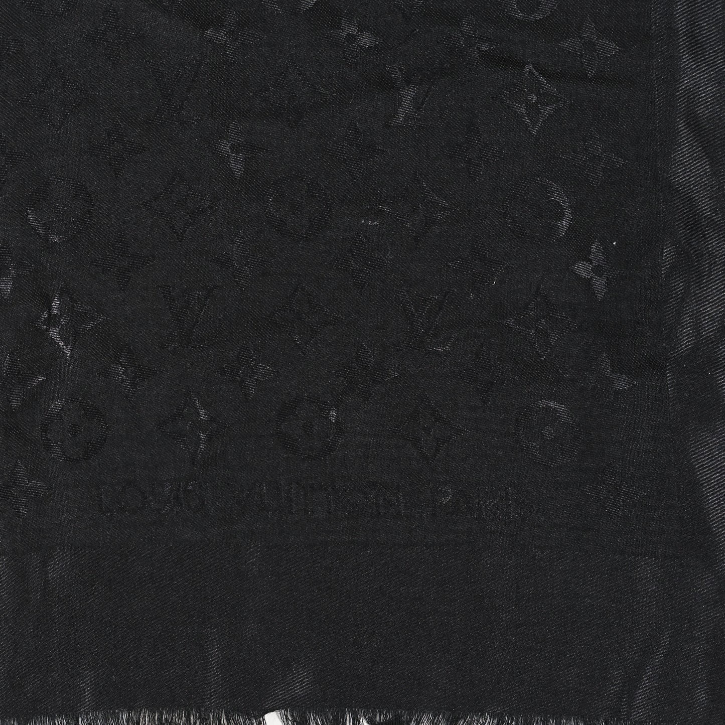 Silk Wool Monogram Shawl Black
