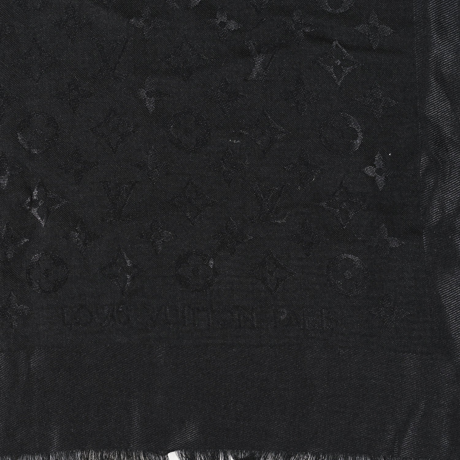 Louis Vuitton Silk Wool Monogram Shawl Black 3 of 4