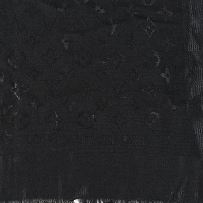 Louis Vuitton Silk Wool Monogram Shawl Black 3 of 4