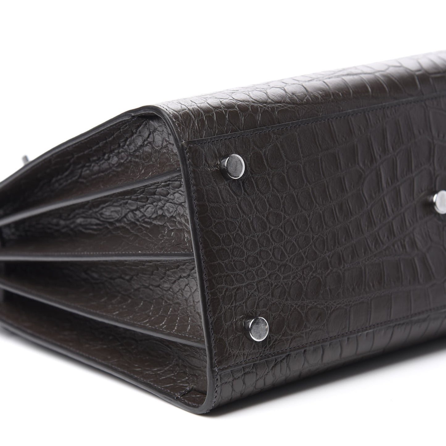 Calfskin Crocodile Embossed Small Sac De Jour Dark Brown