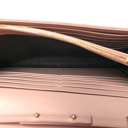 Saint Laurent Grain De Poudre Matelasse Chevron Monogram Chain Wallet Pale Blush 6 of 14